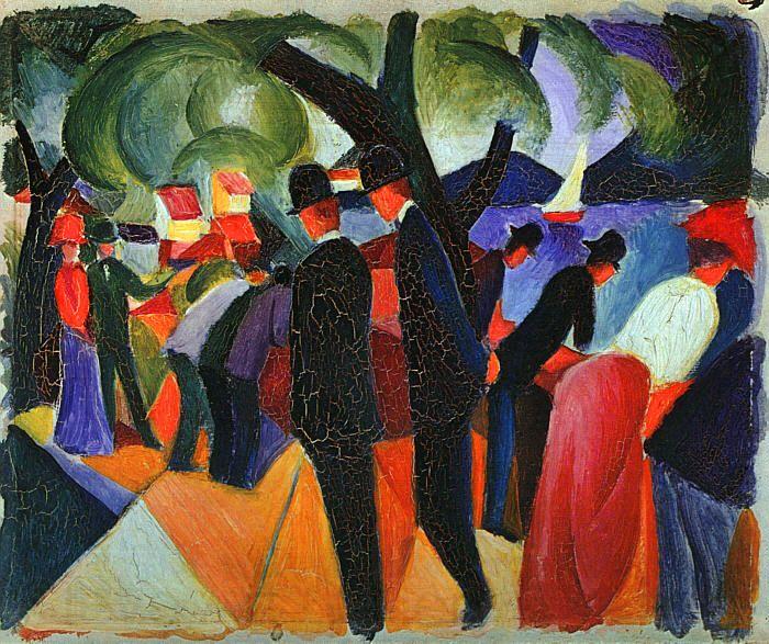 August Macke A Stroll on the Bridge Norge oil painting art